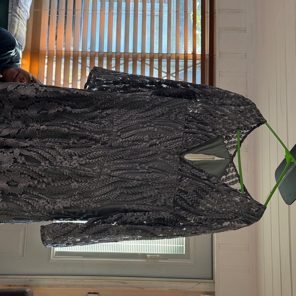 JS Collections Gray Lace Midi Dress